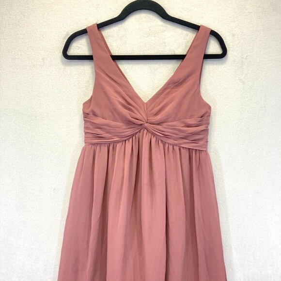 Azazie Formal Maternity Maxi Dress A2 Chiffon Pink Flowy Wedding Prom Bridesmaid - Picture 4 of 16